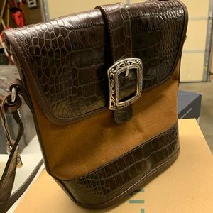 Brighton Leather &Cloth Crossbody Vintage Purse